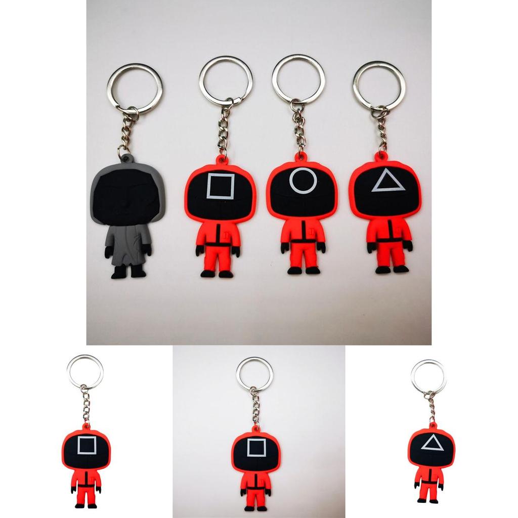 Squid Game Keychain With Red Guard Staff Worker Figure For Bags And Backpacks