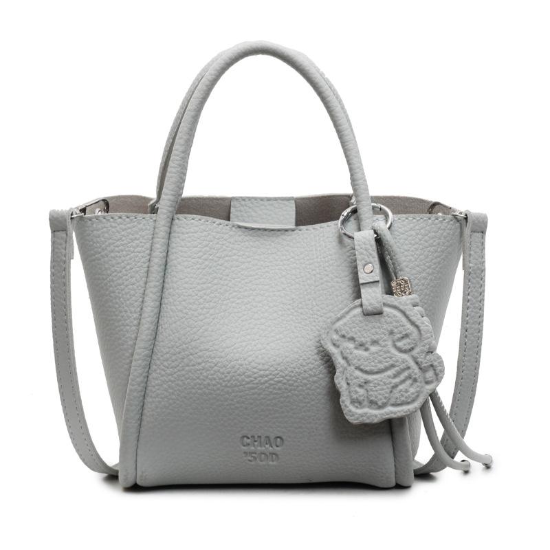 Korean Version Niche Casual Simple Lychee Pattern Portable Bucket Bag Temperament Versatile Commuter Child and Mother Messenger Bag Woman