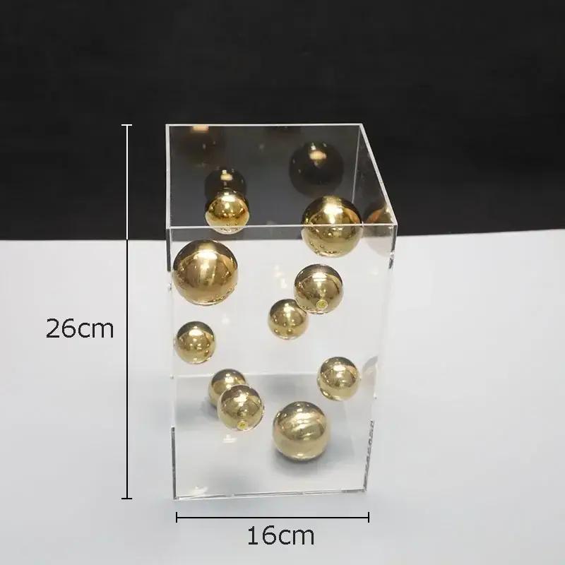 Modern Clear Acrylic Square Boxes Sculptures Creative Square Acrylic Cover Sphere Decor Porch Cabinet Crafts Ornament Home Decor