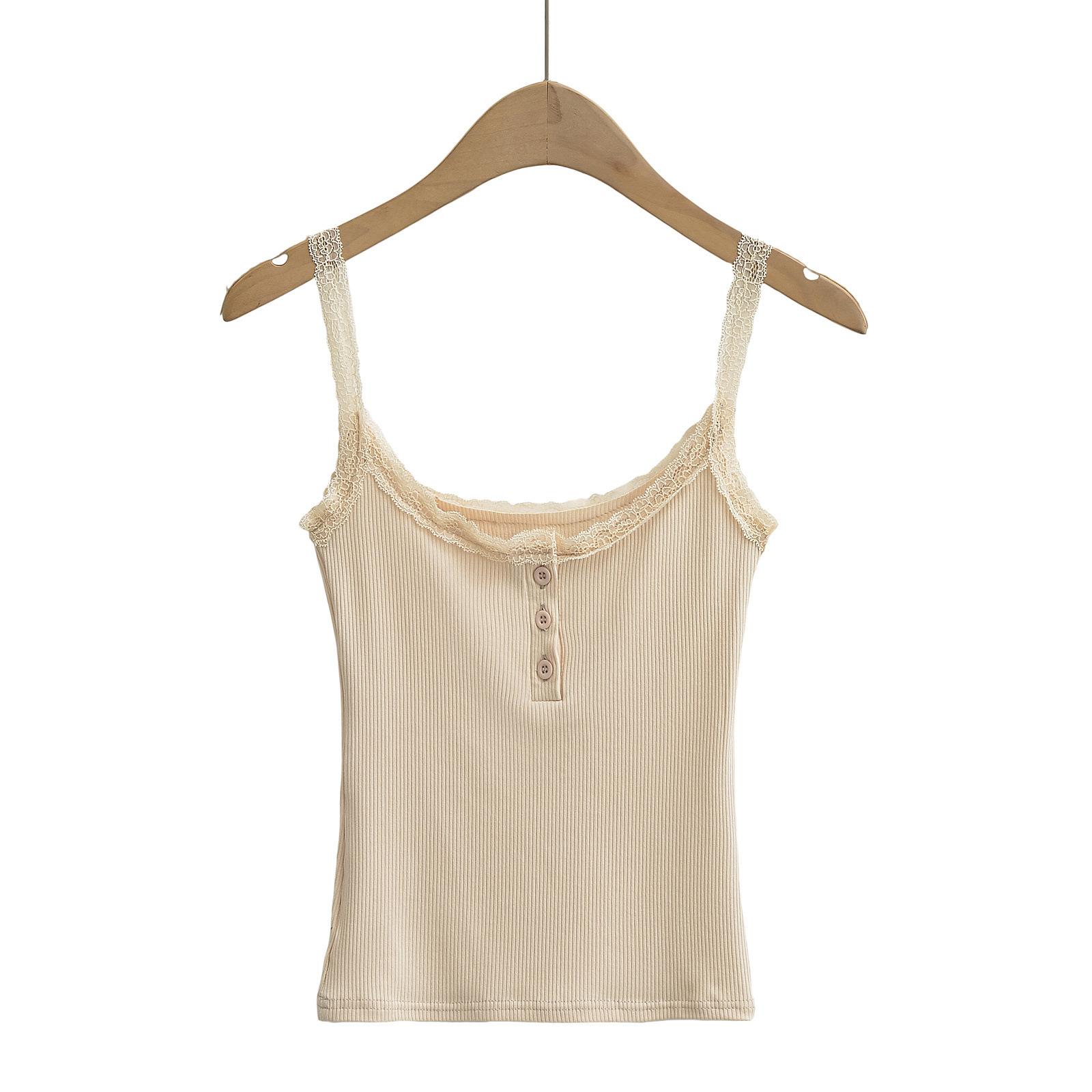 

Горячая девушка кружевной жилет тренд женский летний топ с тремя пуговицами сексуальный короткий рукав тренд M