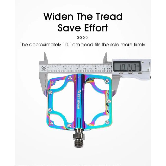 WEST BIKING Bicycle Pedals 3 Bearings CNC Ultralight MTB Road Bike Part Colorful Anti-slip Flat BMX Pedals Cycling Accessories