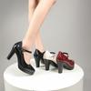 Model Runway High Heels Platform Fine Heel Pointed High Heel Black Professional Shoes Work Shoes Mary Jane Shoes Women Shallow