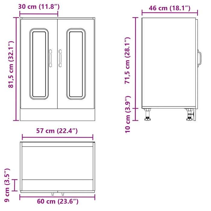 VidaXL Meuble bas pour évier Kalmar vieux bois bois d'ingénierie, meuble bas de cuisine, meuble bas de cuisine avec porte 853445