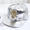 Cappellino da baseball in pelle PU con motivo coccodrillo, nuovo modello primaverile, cappellino trendy hip hop con teschio incrociato, visiera piatta