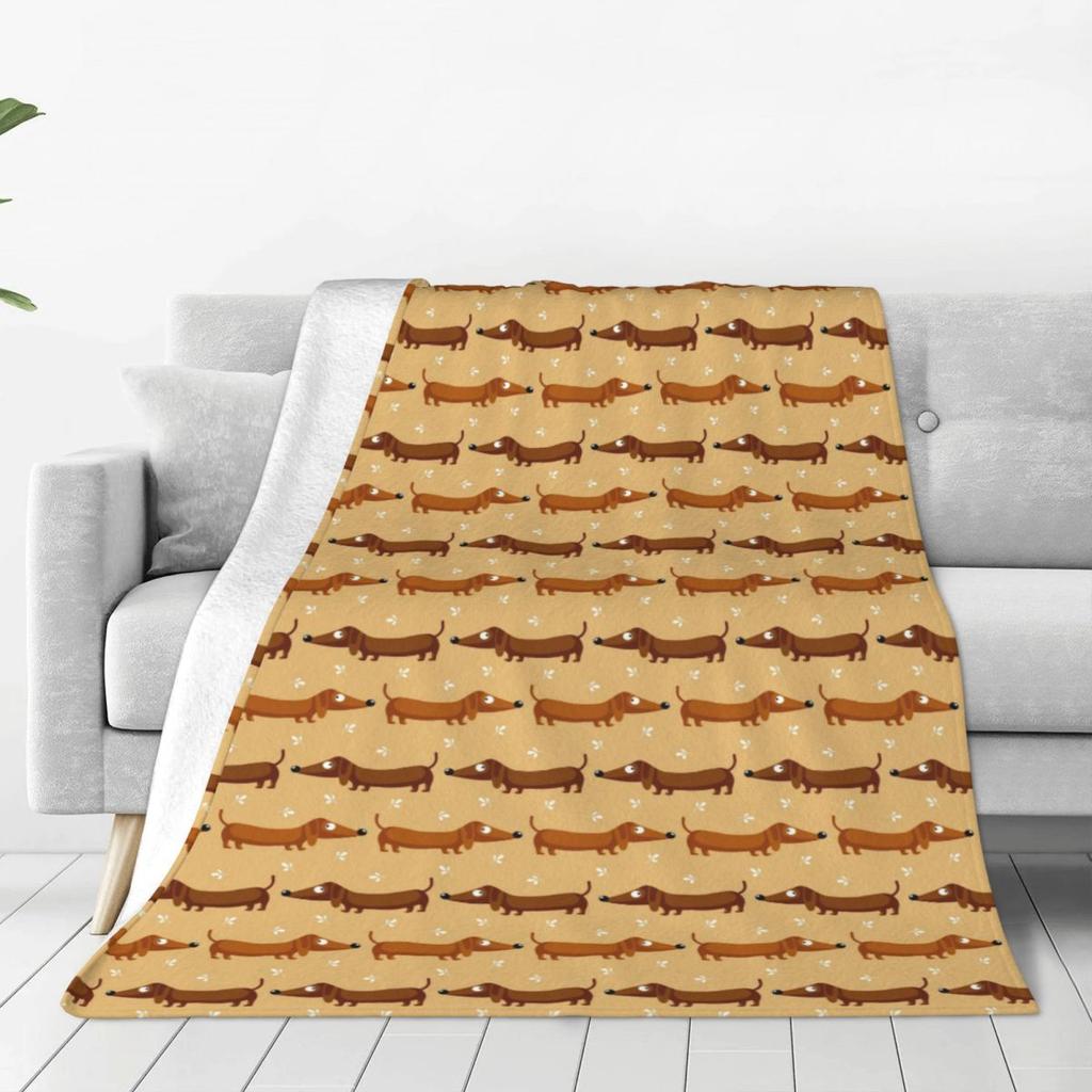Individuell 3D-gedruckte lustige Dackel-Cartoon-Decken, bequeme weiche Flanell-Sommer-Überwurfdecke für Sofa, Außenbereich, Bett