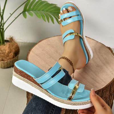 Mode 2024 Neue Damen-Sandalen Sommer Europa und die Vereinigten Staaten zum Mitnehmen Keile Römische Schuhe Damen Plateau-Zehensandalen