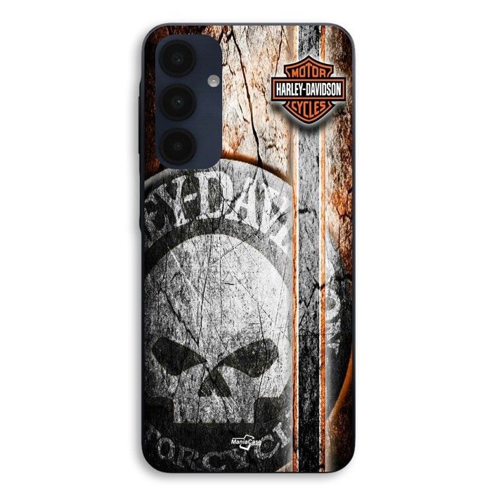 Coque Pour Samsung Galaxy A16 Harley Davidson tête de mort vintage Maniacase noir