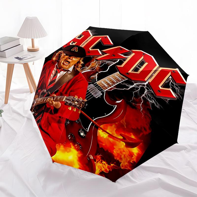 1pc AC/DC, Guitarist Automatic Open, Windproof, Compact Travel Umbrella, Gift for Birthday, Christmas, Business 93036