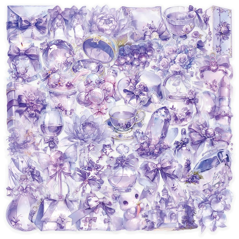 60 listů vícebarevných samolepek ve stylu INS: Realistické malé předměty v modré, růžové, fialové, žluté a zelené barvě