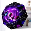 Parapluie Papillon Violet Ouverture/Fermeture Automatique, Structure Robuste en Fer et 8 Baleines, Parapluie pour Femmes et Hommes, Cadeaux de Noël