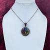 Tree Of Life Rainbow Solar Quartz Druzy Gemstone Pendant Copper Wire Wrap Pendant