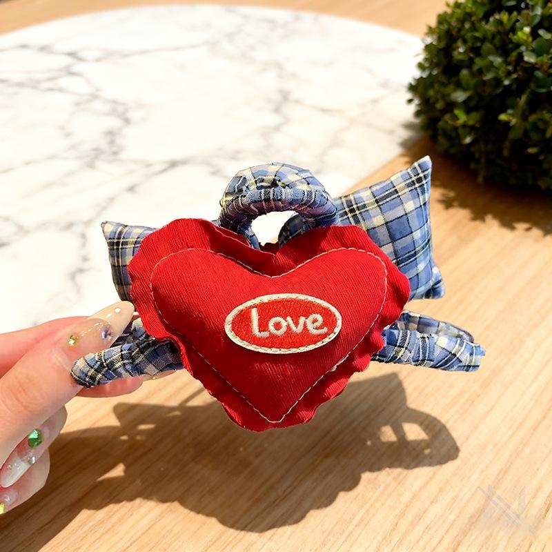 Heart-Shaped Plaid Bow Hair Claw Clip - Large Women s Accessory