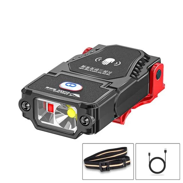 LED Sensor Headlamp USB Rechargeable Hat Clip Cap Light Super Bright Fishing Headlamp Adjustable Angle for Camping Work Light