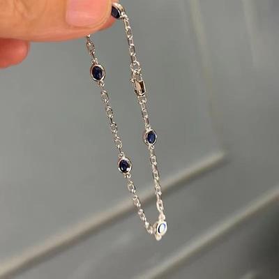 Blauw Bellen Diamant Koreaans Armbandje - Elegante Gelaagde Hand Sieraden voor Vrouwen