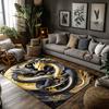 Epic Dragon Twin Rug, Black Gold Mythical Carpet for Living Room, Plush Non-Slip Sofa Mat with Oriental Legend Decor