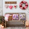 4pcs Valentine'S Day Throw Pillow Covers | Pink Purple Flowers and Birds Designs, Zip Closure, Polyester, Hand Wash Only