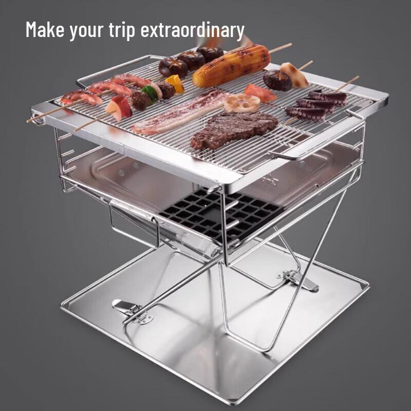 Portable Stainless Steel Campfire & BBQ Grill
