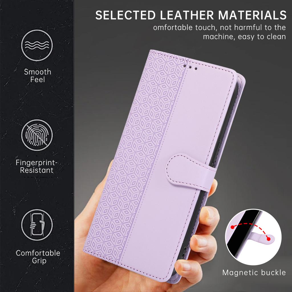 R20 for iPhone 12/12 Pro Case Folio PU Leather Splicing Rhombus Wallet Phone Cover