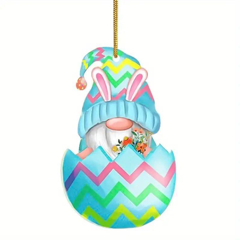 

Easter Acrylic Colorful Egg Gnome Car Ornament Decorative Piece For Festive Auto Styling