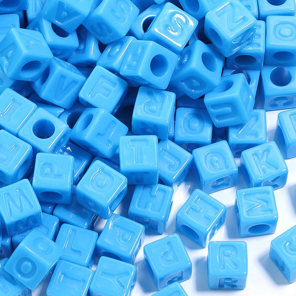 50pcs/lot 12mm Acrylic Square Alphabet Beads Solid Color Large Hole Loose Letter Beads For DIY Handcraft Bracelet Necklace