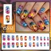 Medium Bright Sunset Beach Coconut Tree Wave Nail Art - 24 Detachable Wearable False Nails for a Romantic Atmosphere