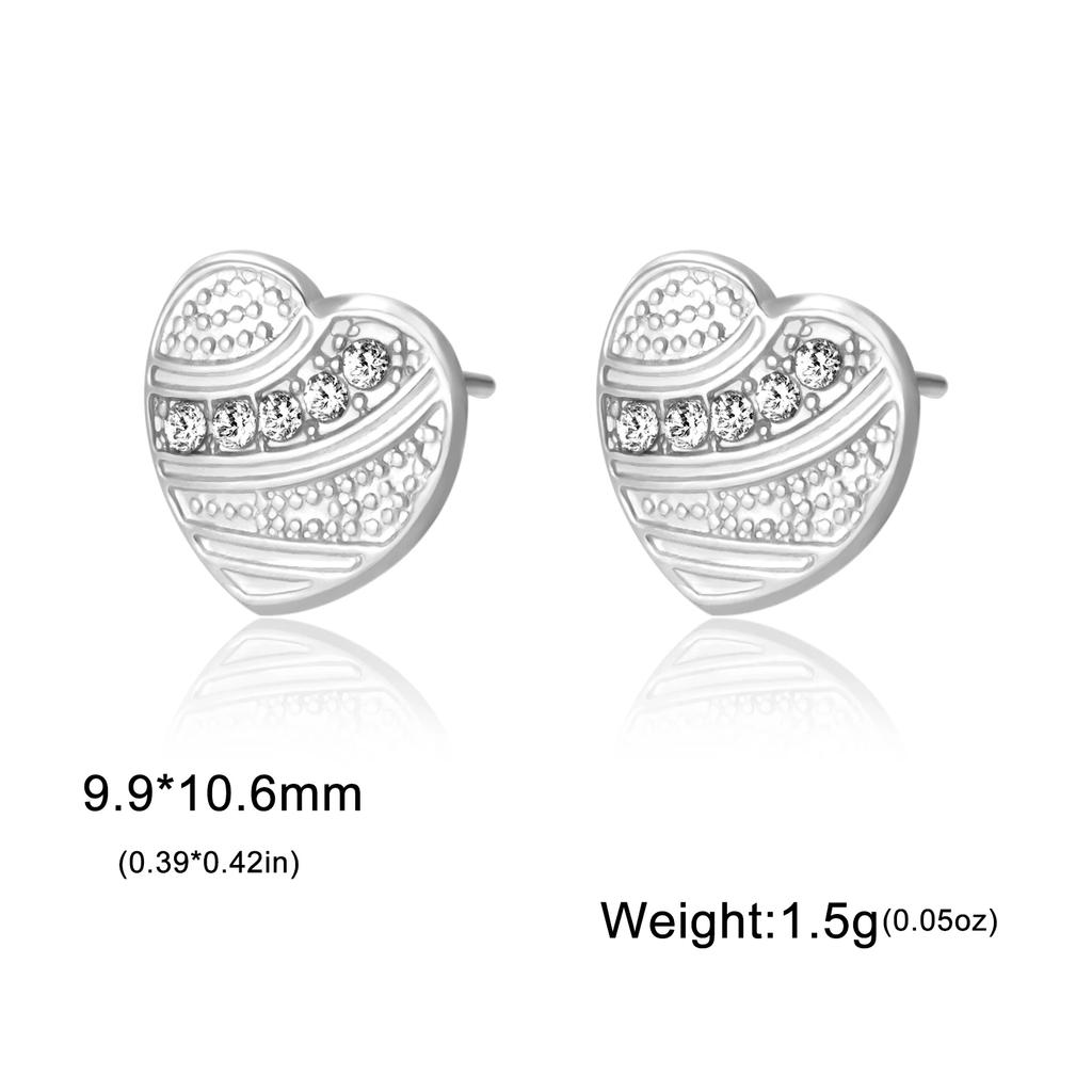 Flower Heart Moon Sun Stud Earrings with Clear Zircon Women Stainless Steel Earrings Trend Jewelry Gift