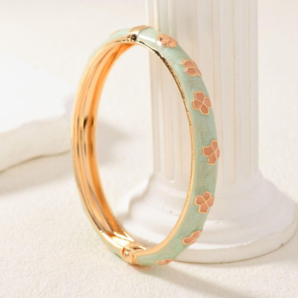 Enamel Vintage Cloisonne Bangle Traditional Women's Hand Bracelet Hollow Out Flower Bangle  Woman