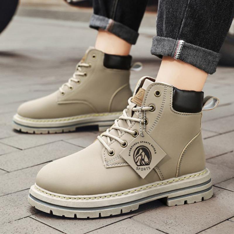 Fashion Motorcycle Boot Autumn WinterHigh Quality High Top Men Boots PlatformNon-slip CasualBooties Outdoor Mountaineering Boots