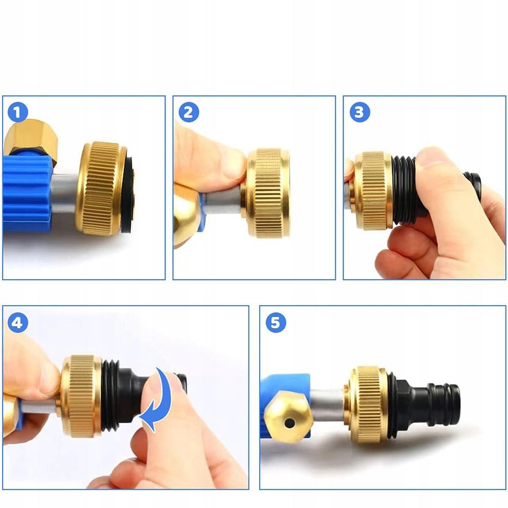 Rosfix Ciśnieniowa Lanca Do Węża Ogrodowego 3/4"" – Wysokie Ciśnienie 25 Bar | Zasięg Mycia 15 M | Gumowana Rączka I 3 Dysze