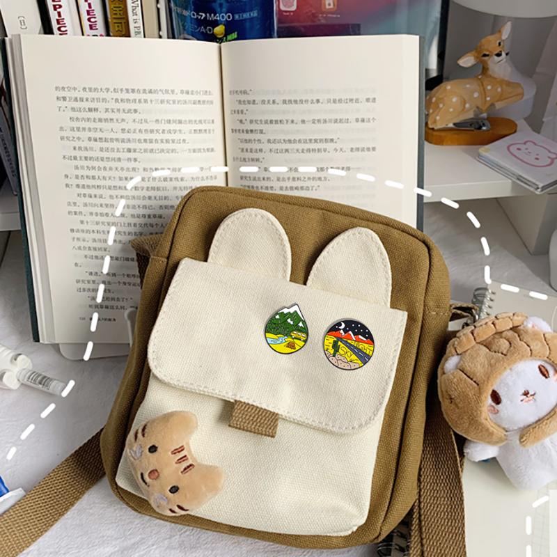 Outdoors Camping Forest Enamel Brooches Wilderness Spring Sky Night Back To Nature Camp Pins For Backpack Bag Hat Decoration