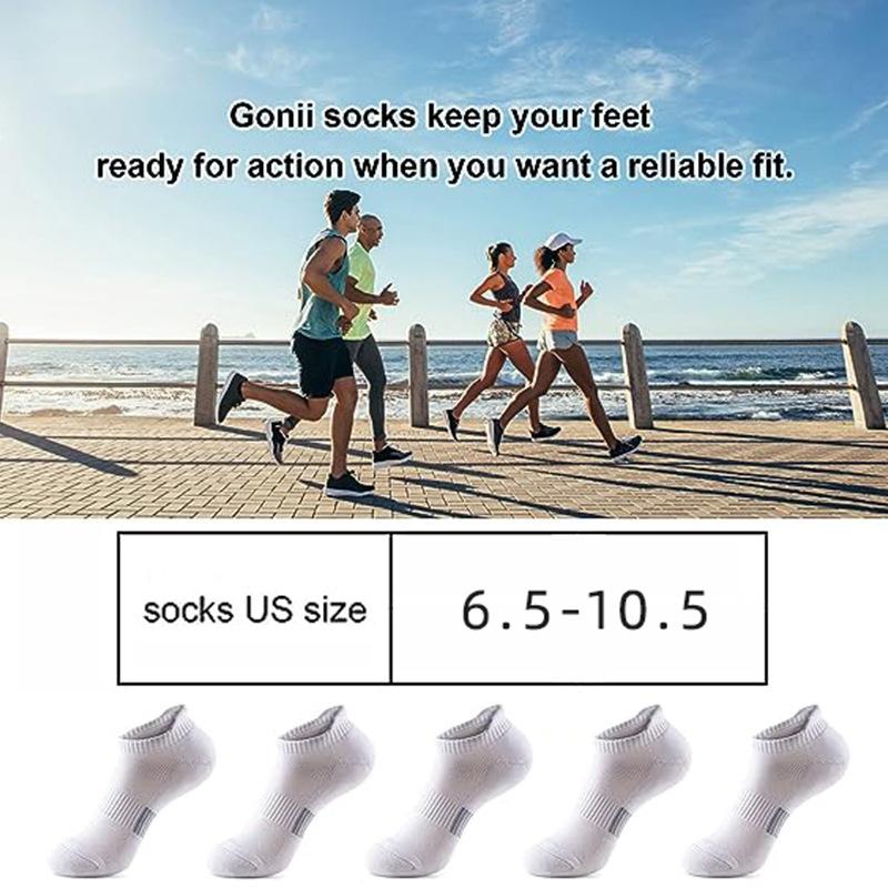 5 Pairs Womens Sport Ankle Socks Single Color Running Athletic Cushioned Sole Socks with Tab