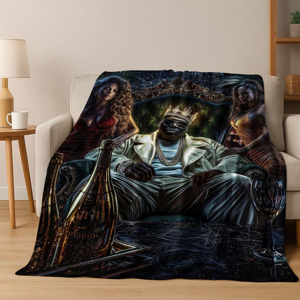3D Top Rapper Legend Star Art Cartoon Hip Hop Flannel Blanket,Cozy Soft Throw Blanket for Home Bedroom Bed Sofa Cover Gift