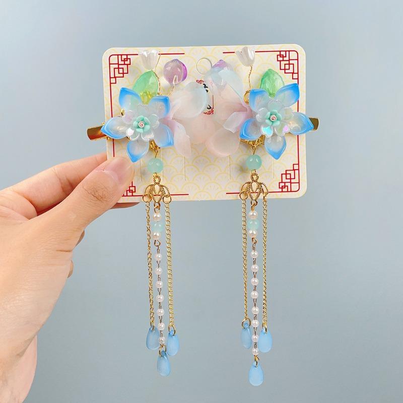 Girls' Hair Accessories Children's Ancient Style Hair Accessories Hanfu Headwear Girls' Costume Steps Swaying Tassel Hair Clips