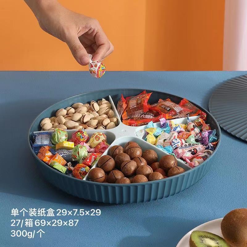 Platzsparend mit Deckel Langlebiges rundes Snack-Süßigkeiten-Tablett Desktop-Zubehör