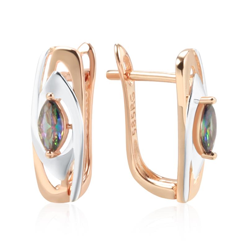 Luxury Colorful Stone English Earrings For Women Rose Gold Color Mixed White Gold Natural Zircon Trendy Daily Jewelry