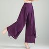 Pantaloni-Gonna Estivi in Chiffon a Vita Alta da Donna - Larghi, a Gamba Larga, Capo d'Abbigliamento Casual