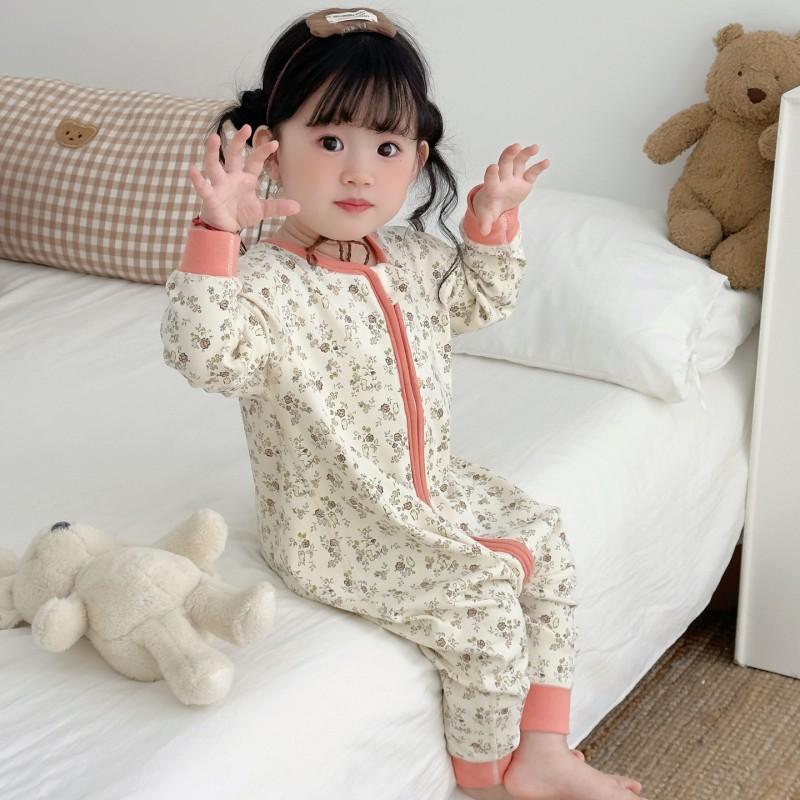 Baby Sleep Sack With Zipper Pure Cotton Footed Pajamas Toddlers Anti-Kick Warm Comfortable Nightwear Fall Winter