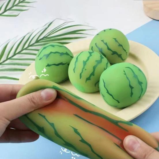 1/2/3Pcs Stress Relief Simulation Watermelon Toy Anti-Anxiety Color Changing Watermelon Squeeze Toy Stretchy Fruit Fidget Sensory Toy Office Worker