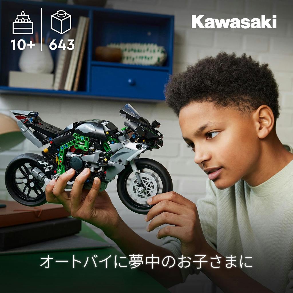 LEGO Technic Kawasaki Ninja H2R Motorcycle Toy - Birthday Present, Building Blocks, for Boys and Girls, Ages 10, 11, 12, Elementary School Students, V