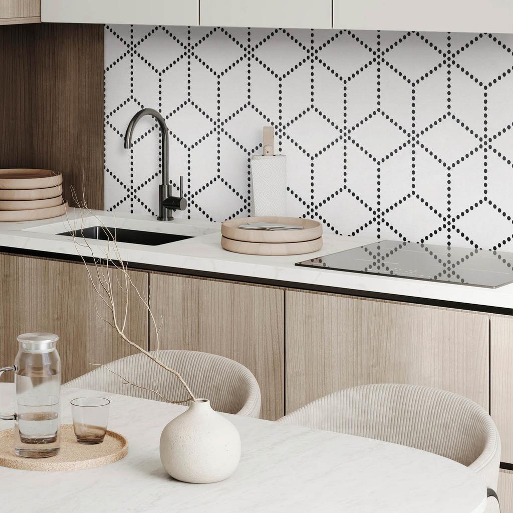 Self-adhesive Vinyl Decorative Panel With Print 120x60 Cm Hexagonal Dot Pattern