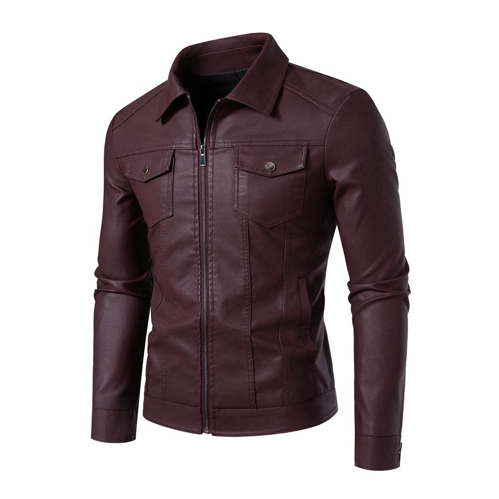 Autumn Men Casual Biker Jacket Men Pu Leather Coat Youth Leisure Faux Leather Jacket Male Loose Fit Mixed Leather Jacket