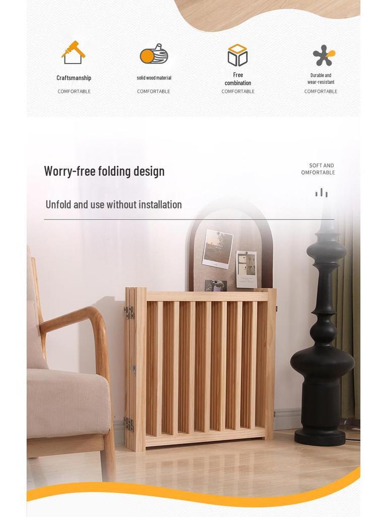 Foldable Solid Wood Dog Fence - Detachable, Easy to Store, Eco-Friendly, Natural Finish, Versatile Dog Cage
