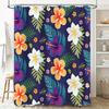 Tropical Flowers Bath Shower Curtain Waterproof Polyester Home Decor Customizable Size High-Quality Printing Blue
