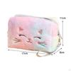 Cute Cat Plush Cosmetic Bag for Women Girls Multifunctional Brushes Storage Travel Portable