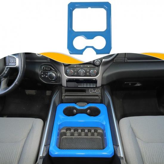 Central Water Cup Holder Cover Trim Decor Frame for Dodge Ram 1500 2018+ Blue