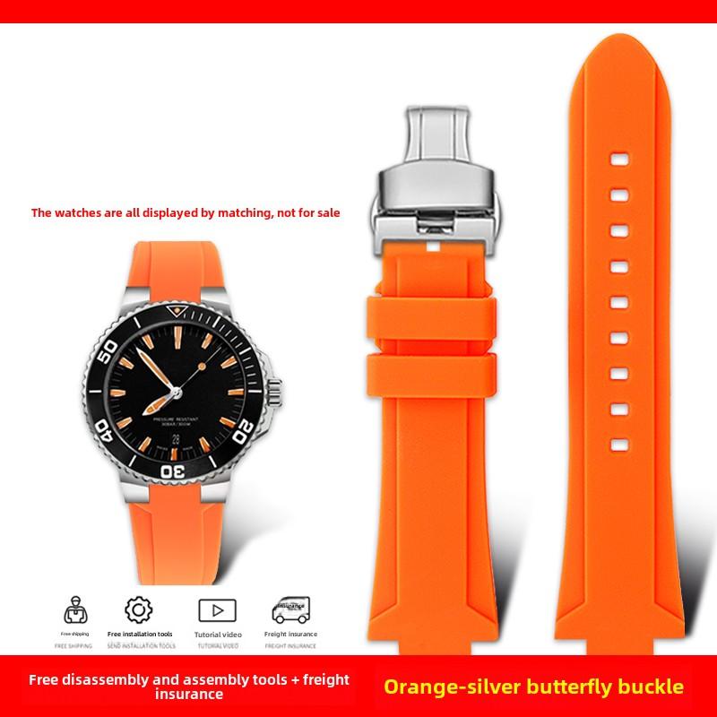 Cinturino in Gomma di Alta Qualità per Orologi Oris Aquis Serie 7330 7740 24x11mm 24x12mm cinturino curvo Uomo silicone Subacqueo Braccialetto