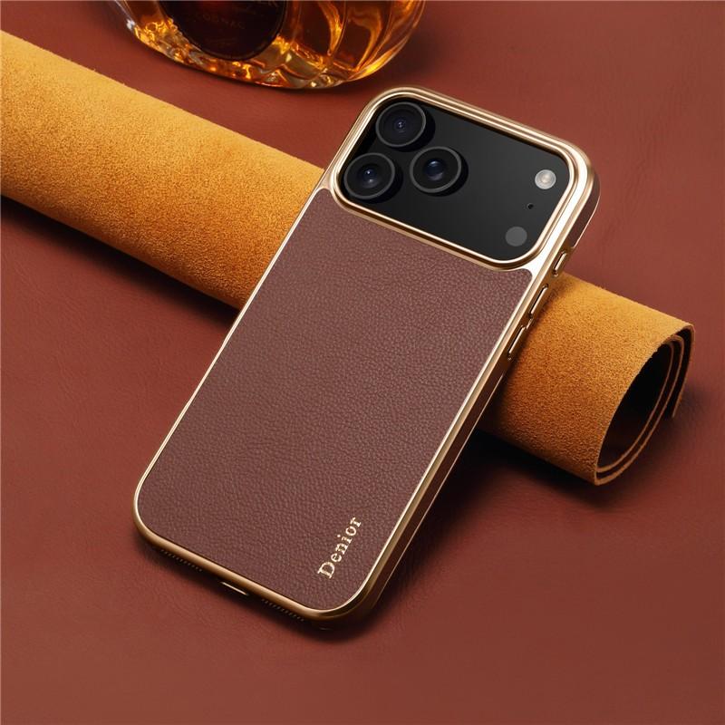 Custodia Magnetica in Vera Pelle Premium per iPhone 12 13 14 15 16 17 Pro Max Air Plus Pelle a Grana Superiore Pulsanti Metallici Copertura