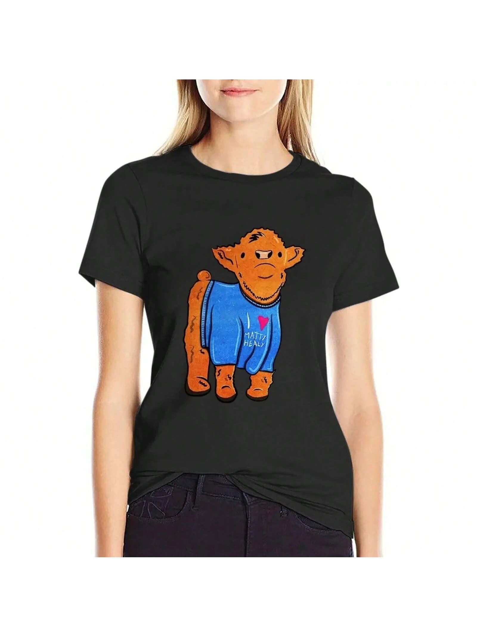 The 1975 - Cow Wearing I Love Matty Healy T-Shirt Summer Clothes Animal Prinfor Animal Print Shirt For Girls Plain Wounisex T Shirt S разноцветный