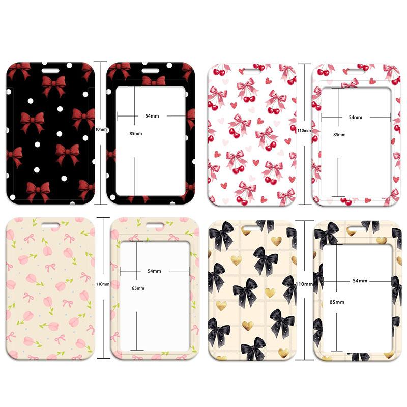 Simple Pattern Bow Phone Lanyard for Bus Card Work ID Badge Unisex Keychain Access Credit Card Holder Case Bag