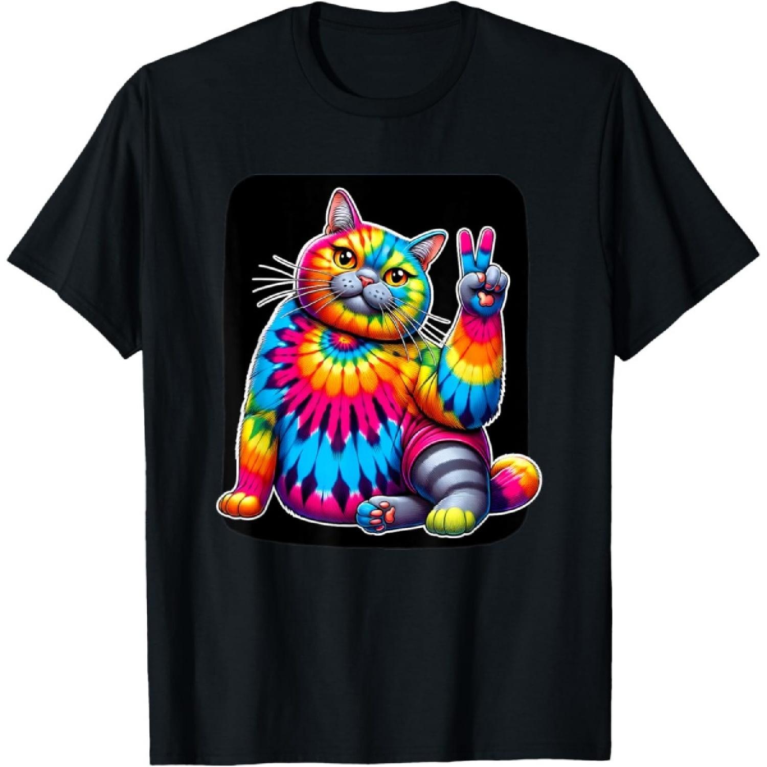 

Peace Sign Tie Dye British Shorthair Cat T-Shirt XXXXXL чорний